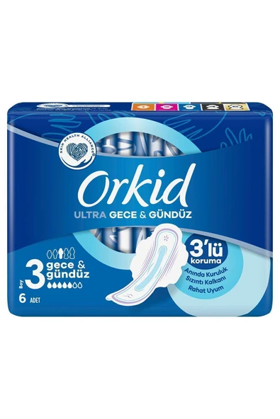 Orkid Ultra Extra Hijyenik Ped Gece Tekli Paket 6 Ped - Resim 3
