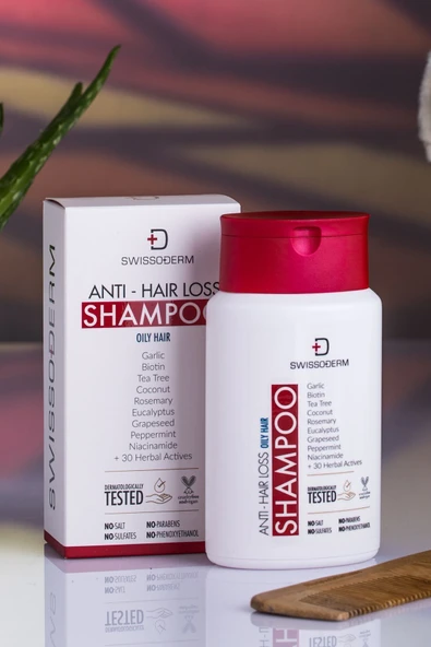 Swissoderm Dökülme Karşıtı Şampuan, Yağlı Saç, Vegan, Hızlı Uzatma, Sülfatsız Tuzsuz Saç Dökümesine Karşı 300ml - 6