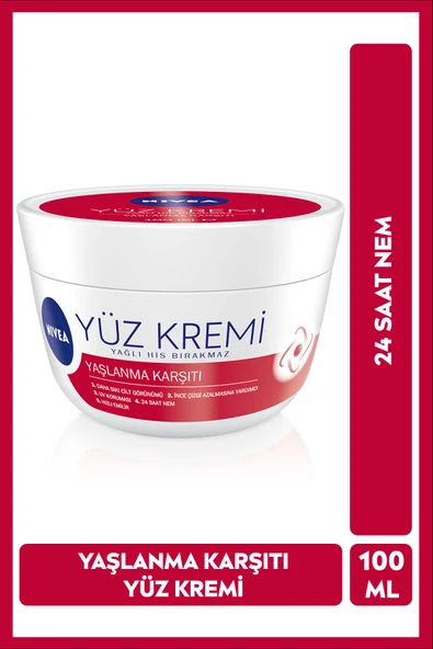 NIVEA Yaşlanma Karşıtı Yüz Bakım Kremi 100ml, Nemlendirici, Sıkı Cilt Görünümü, Antioksidan, UV Koruması