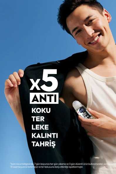 NIVEA MEN Erkek Roll On Deodorant Black&white Invisible Original 50ml, 72 Saat Anti-perspirant Koruma - 4