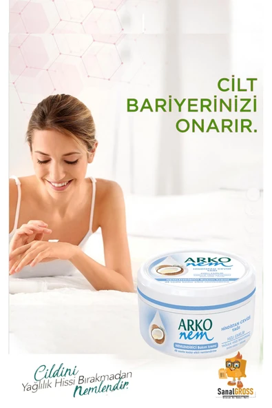 ARKO Nem, Hindistan Cevizi Yağı, Nemlendirici, Bakım Kremi 300 ml x 4 Adet - 3