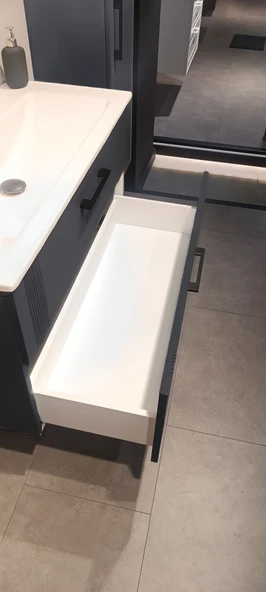 Orka Bari 85 cm Antrasit Banyo Dolabı Takımı (Ledli Ayna) - Resim 4