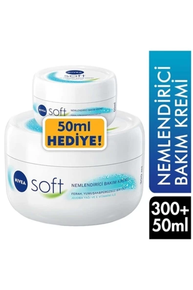 NIVEA Soft 300 Ml + 50 Ml Hediyeli Nemlendirici Bakım Kremi (2 Adet) ürün görseli