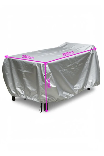 size ne lazım Su Güneş Geçirmez Miflonlu Altı Lastikli Premium Bahçe Mobilyası Koruma Örtüsü 250cm x290cm x 95cm ürün görseli
