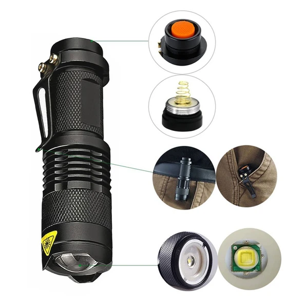 Mini Güçlü Şarjlı Pilli EL Feneri Watton Wt-304 - 5