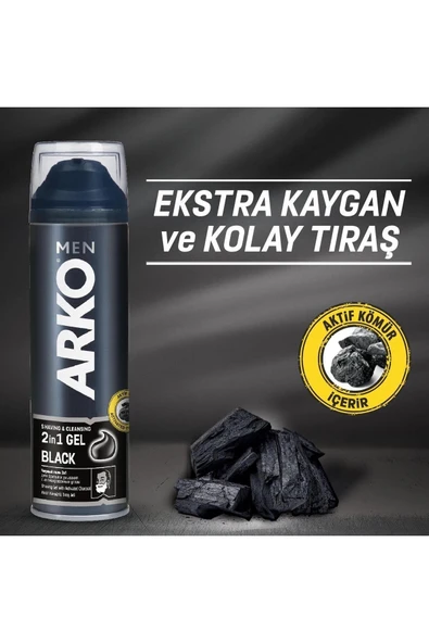 ARKO Tıraş Jeli 200ml Black - 5