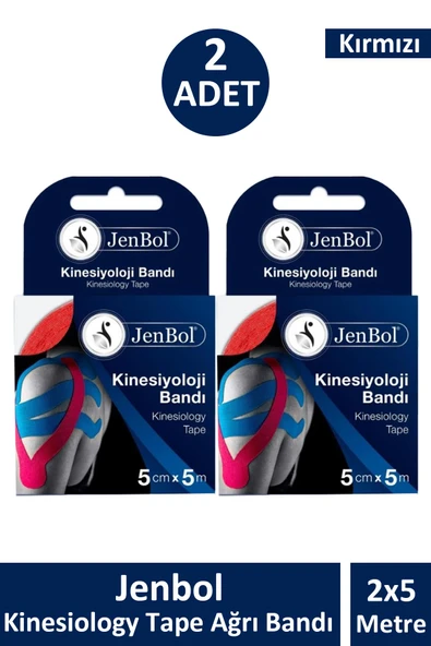 Jenbol Kinesiology Tape Ağrı Bandı 5 cm x 5 m - Kırmızı 2 Adet