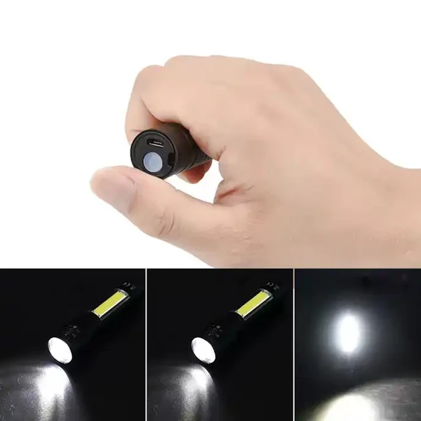 MİNİ ÇOK GÜÇLÜ ŞARJLI EL FENERİ (XPE-COB LED ) WATTON WT-030 ürün görseli