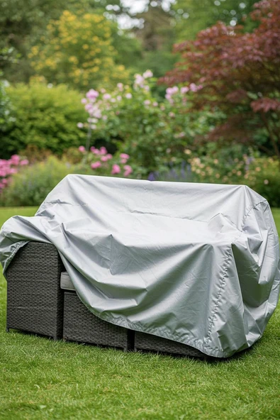 size ne lazım Su Güneş Geçirmez Miflonlu Altı Lastikli Premium Bahçe Mobilyası Koruma Örtüsü 290cm x300cm x 95cm - Resim 5