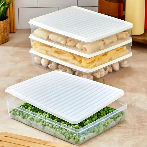 bigmate 2'li Şeffaf Saklama Kabı 2x2,5 Lt BGMT2225 Mikrodalga Buzdolabı ve Dondurucu Uyumlu Düzenleyici - 7