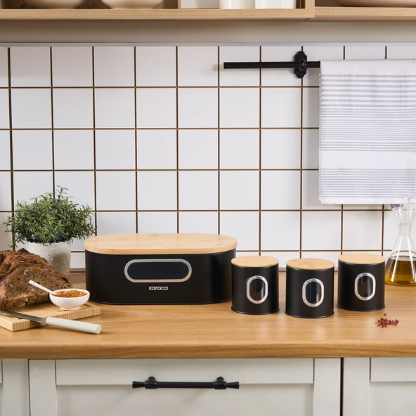 Karaca Premium Ekmek Kutusu-Saklama Kabı Hediyeli Siyah - Resim 10