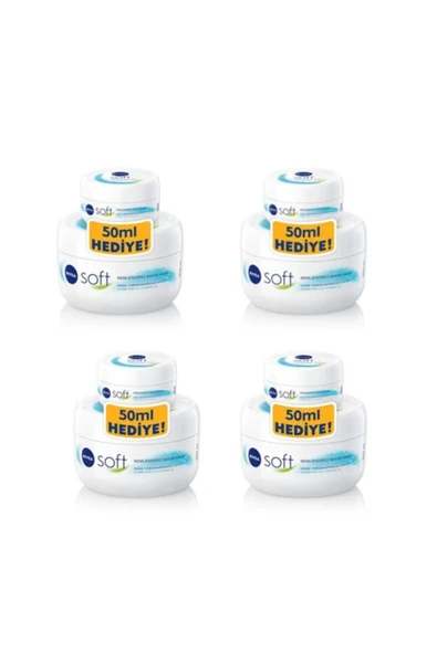 NIVEA Soft, Nemlendirici Bakım Krem Seti - 300 ml + 50 ml (4 Adet)