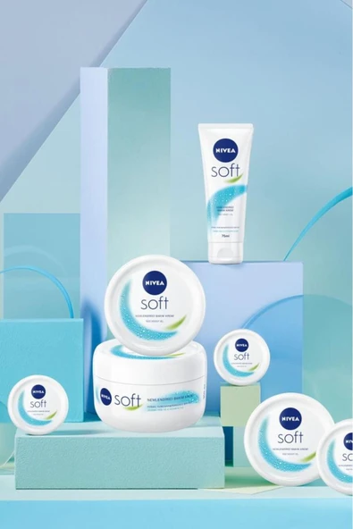 NIVEA Soft Nemlendirici Vücut Bakım Kremi 200ml, El Yüz Vücut, E Vitamini, Jojoba Yağı, X2 Adet - 3