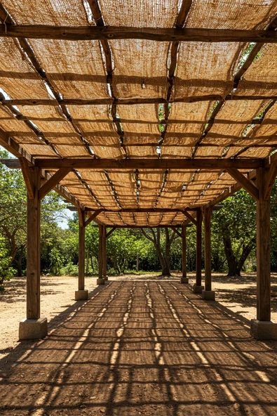 size ne lazım Doğal Jüt, Kanaviçe Kumaş Dekoratif Battı Çıktı Pergole Gölgeliği 1mt x 8mt - Resim 3