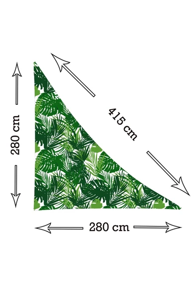 size ne lazım Yeşil Palmiye Desen Üçgen Oxford Su İtici Kumaş Dekoratif Gölgelik - Resim 2