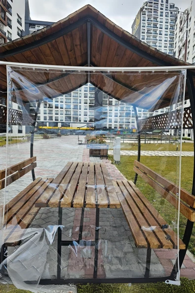 size ne lazım 260cm x 840cm Şeffaf Su Geçirmez Perde (Korniş Kullanımı İçin) - 4