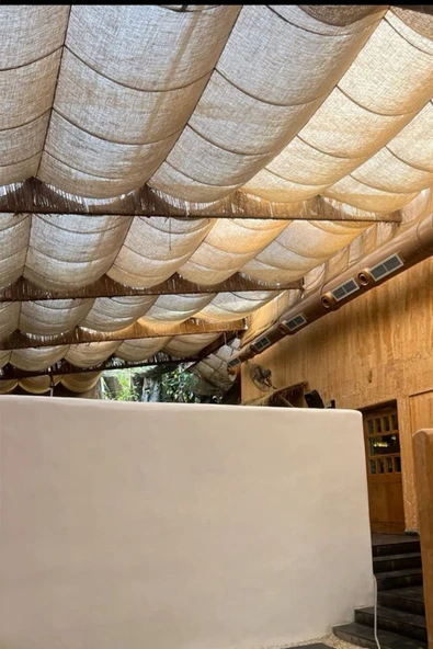 size ne lazım Doğal Jüt Rustik Kanaviçe Kumaş Açılır Kapanır Teleskopik Tente Sistemi 2mt x 8 mt - Resim 4