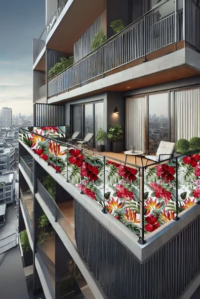 size ne lazım 80cm x 10m  Monstera  Balkon Bahçe Çit Brandası  Su İtici, UV Koruyucu, Dekoratif Örtü - 6
