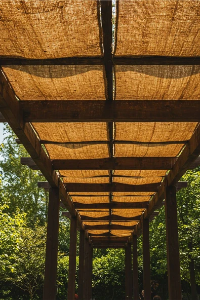 size ne lazım Doğal Jüt, Kanaviçe Kumaş Dekoratif Battı Çıktı Pergole Gölgeliği 1mt x 7mt ürün görseli