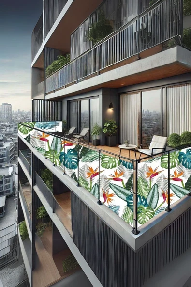size ne lazım 60cm x 7.5m  Tropikal Yaprak Balkon Bahçe Çit Brandası  Su İtici, UV Koruyucu, Dekoratif Örtü - 7