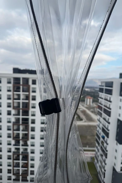 size ne lazım 250cm x 750cm Şeffaf Su Geçirmez Perde (Korniş Kullanımı İçin) - Resim 5