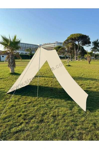 size ne lazım Pratik Kamp Gölgeliği ve Plaj Şemsiyesi 1.5m x 5m Su İtici Oxford Kumaş (Krem Renk) ürün görseli