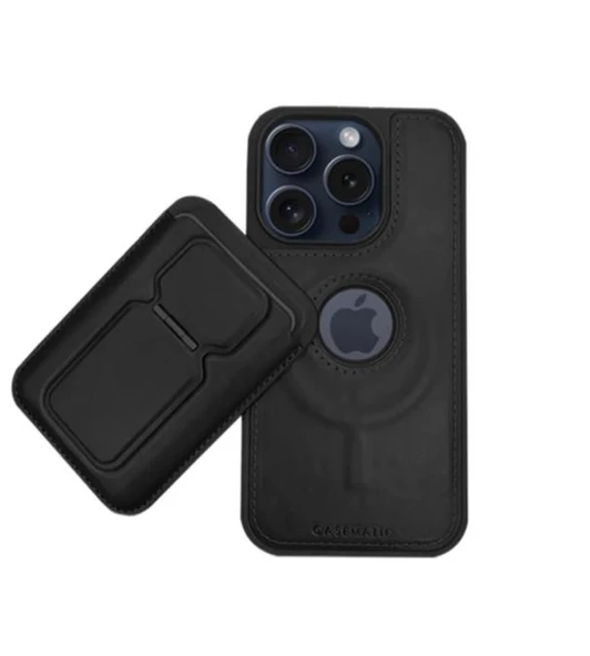 Samsung Galaxy S23 Ultra Uyumlu Standlı Kartlıklı Magsafe Wireless Şarj Özellikli Deri Cüzdan Kılıf