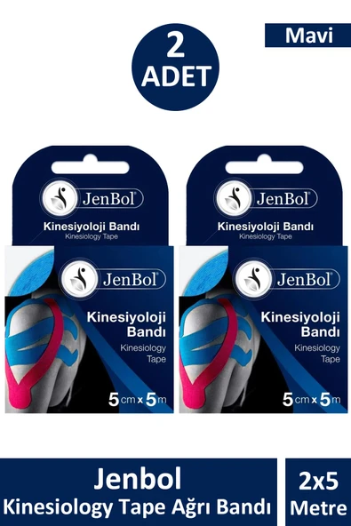 Jenbol Kinesiology Tape Ağrı Bandı 5 cm x 5 m - Mavi 2 Adet