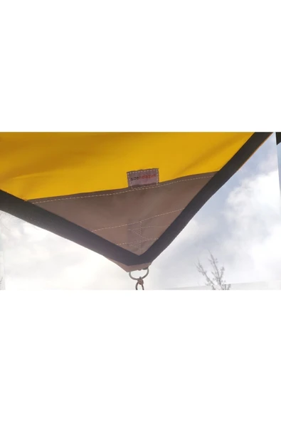 size ne lazım Sarı Üçgen Gölgelik Oxford Kumaş 190gr M²4.40 x 4.40 x 6.20 m - Resim 2