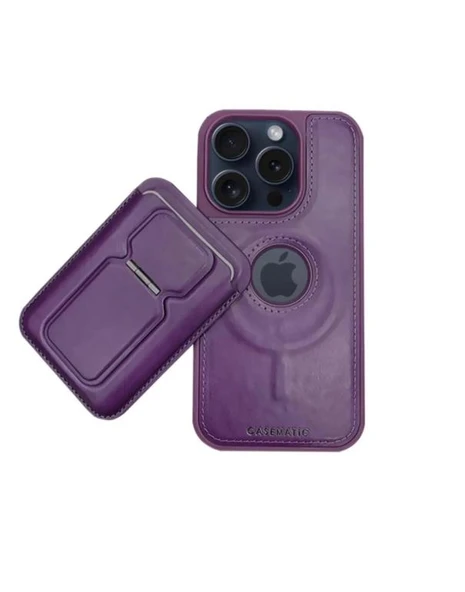 Samsung Galaxy S24 Ultra Uyumlu Standlı Kartlıklı Magsafe Wireless Şarj Özellikli Deri Cüzdan Kılıf - 2