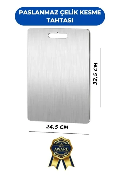 İnci Çelik 304 Paslanmaz Çelik Kesme Tahtası Antibakteriyel Pano Orta 32,5 x 24,5 Cm ürün görseli
