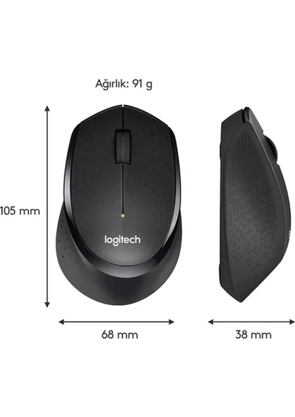 Logitech M330 Silent Plus 910-004909 Siyah Sessiz Optik Kablosuz Mouse - 7