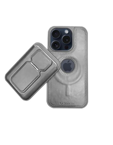 Samsung Galaxy S24 Ultra Uyumlu Standlı Kartlıklı Magsafe Wireless Şarj Özellikli Deri Cüzdan Kılıf - 6