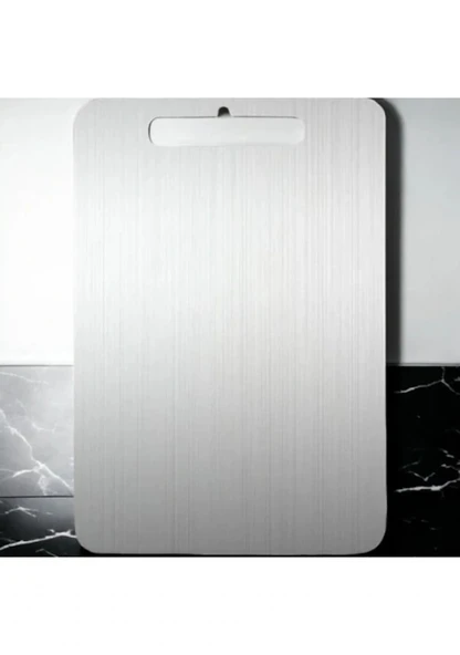 İnci Çelik 304 Paslanmaz Çelik Kesme Tahtası Antibakteriyel Pano Orta 32,5 x 24,5 Cm - Resim 5