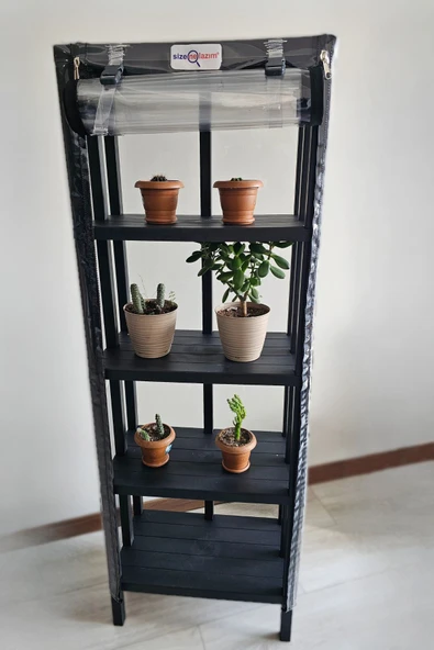 size ne lazım Portatif Balkon Bahçe Serası - Dekoratif Şeffaf Brandalı Raf - 1