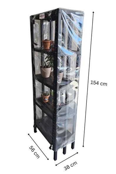size ne lazım Portatif Balkon Bahçe Serası - Dekoratif Şeffaf Brandalı Raf - 5
