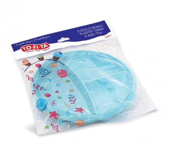 3 Gözlü Renkli Plastik Tabak 6lı ürün görseli