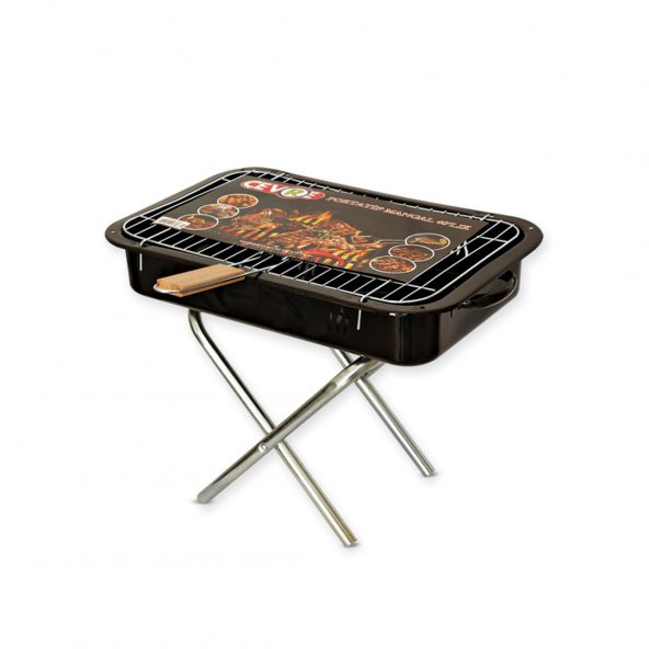 Portatif Ayaklı Mangal 40X30 Cm - Ahşap Saplı Izgara Telli - 2