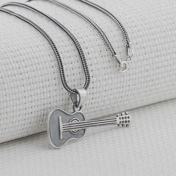 Gitar Tasarımlı 925 Ayar Gümüş Kolye
