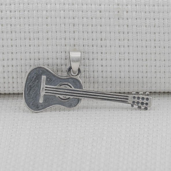 Gitar Tasarımlı 925 Ayar Gümüş Kolye Ucu - 2