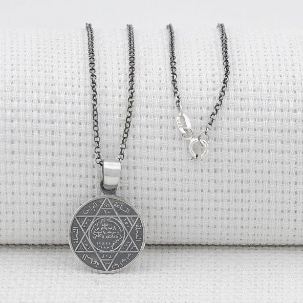 Mührü Süleyman 925 Ayar Gümüş Bayan Kolye - Resim 3