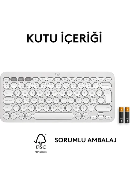 Logitech Pebble Keys 2 K380S 920-011860 Beyaz TKL Q Kablosuz Klavye - 9
