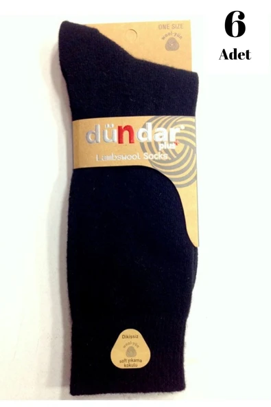 6 Adet Dündar Lambswool Erkek Kuzu Yünü Çorap