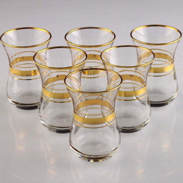 KristalGalerisi 6 Kişilik Paşabahçe Ajda Altın Yaldızlı Bardak Seti - 2