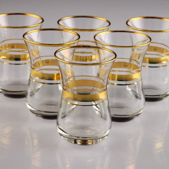 KristalGalerisi 6 Kişilik Paşabahçe Ajda Altın Yaldızlı Bardak Seti - 3
