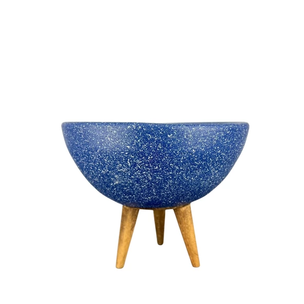 LACİVERT GRANİT BOYALI ARANJMAN-SUNUMLUK TOPRAK SAKSI-3 AYAKLI-20 CM ÇAP ürün görseli