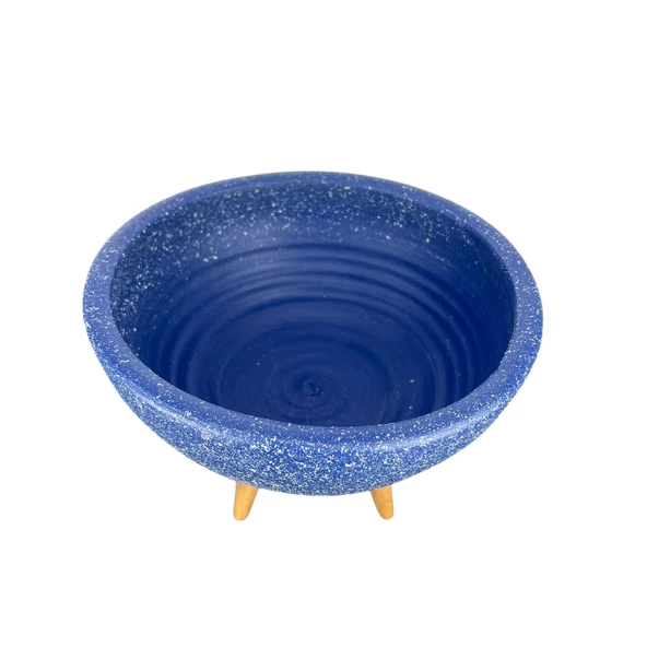 LACİVERT GRANİT BOYALI ARANJMAN-SUNUMLUK TOPRAK SAKSI-3 AYAKLI-20 CM ÇAP - Resim 3