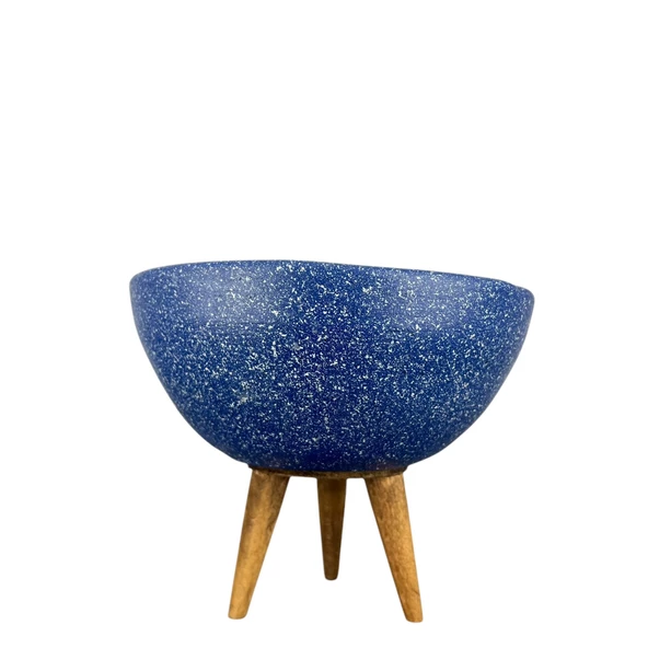 LACİVERT GRANİT BOYALI ARANJMAN-SUNUMLUK TOPRAK SAKSI-3 AYAKLI-20 CM ÇAP - Resim 4