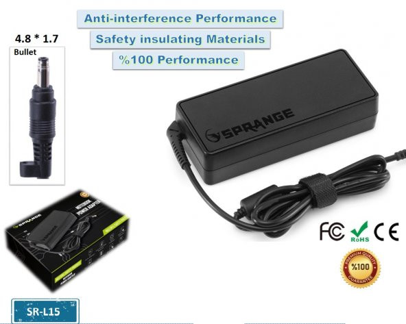 Sprange SR-L15 Notebook Şarjı 4.81.7 HP 19 V 4.7A İnce Uç