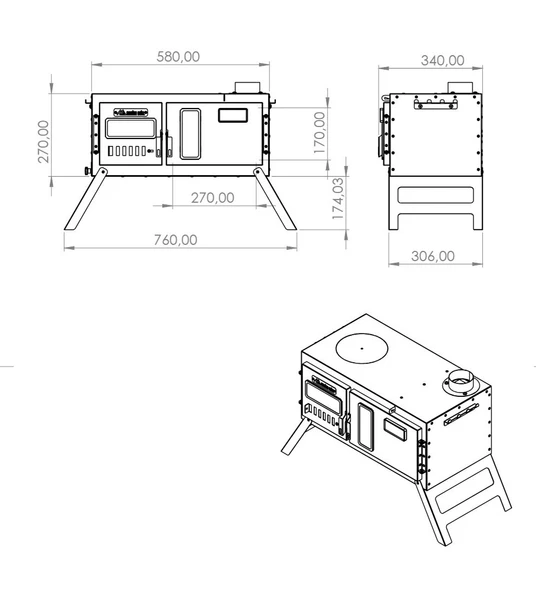 Marina Grill Kuzine Fırınlı Kamp Sobası (Kamp,çadır,kuzine,soba) - 3